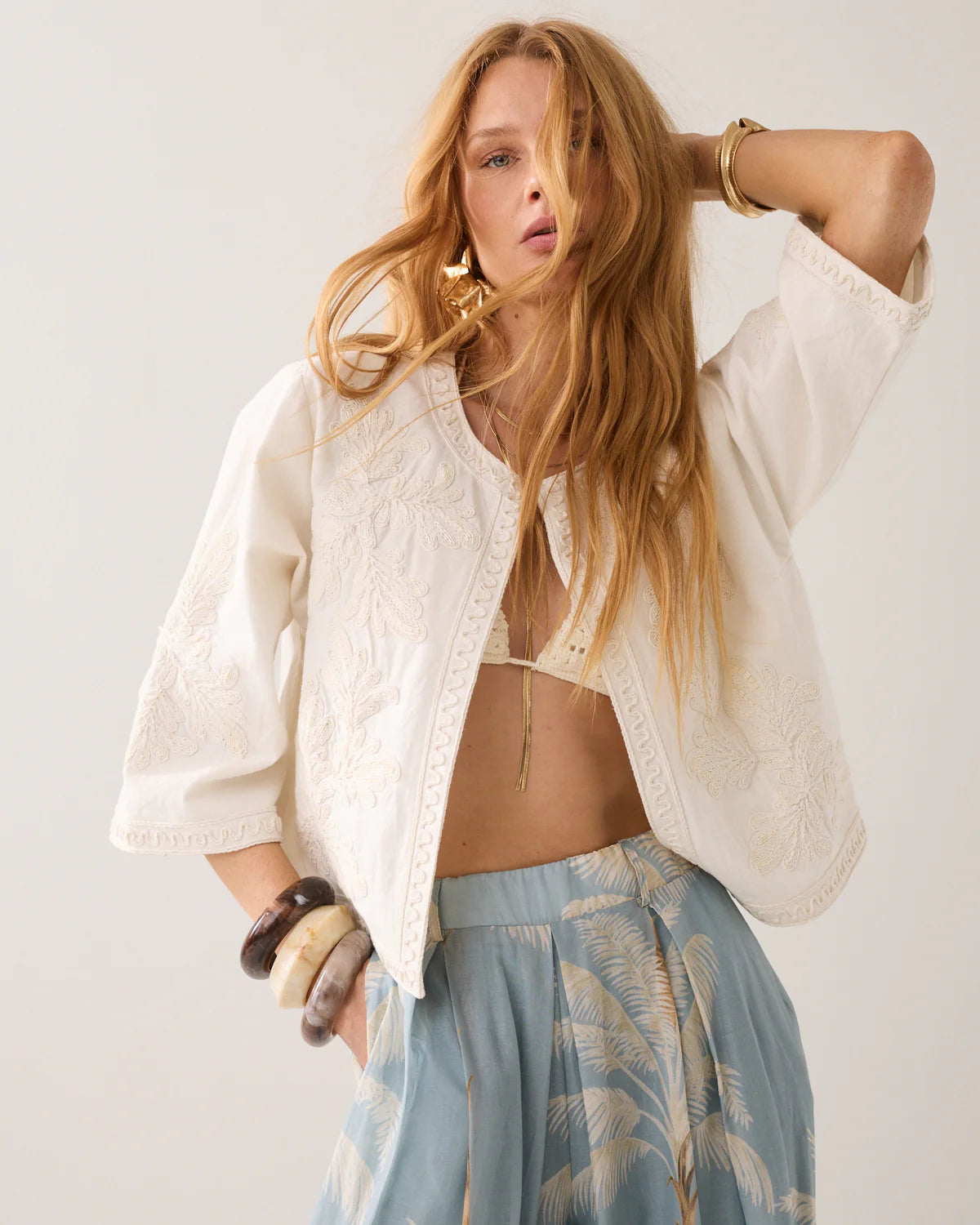 Summum Woman COTTON JACKET WITH EMBROIDERY