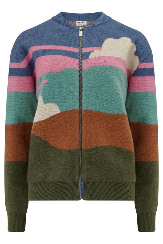 Sugarhill Brighton Solana Knitted Bomber - Multi, Cloudy Hills