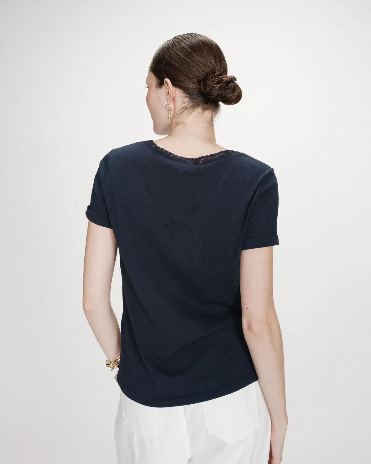 Grace And Mila  V-NECK T-SHIRT MARINE VASCO Navy