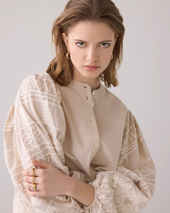 Summum Woman BLOUSE WITH EMBROIDERED SLEEVES