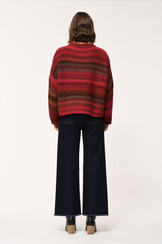 La Fee Maraboutee Oversized blue and brown striped wool jumper