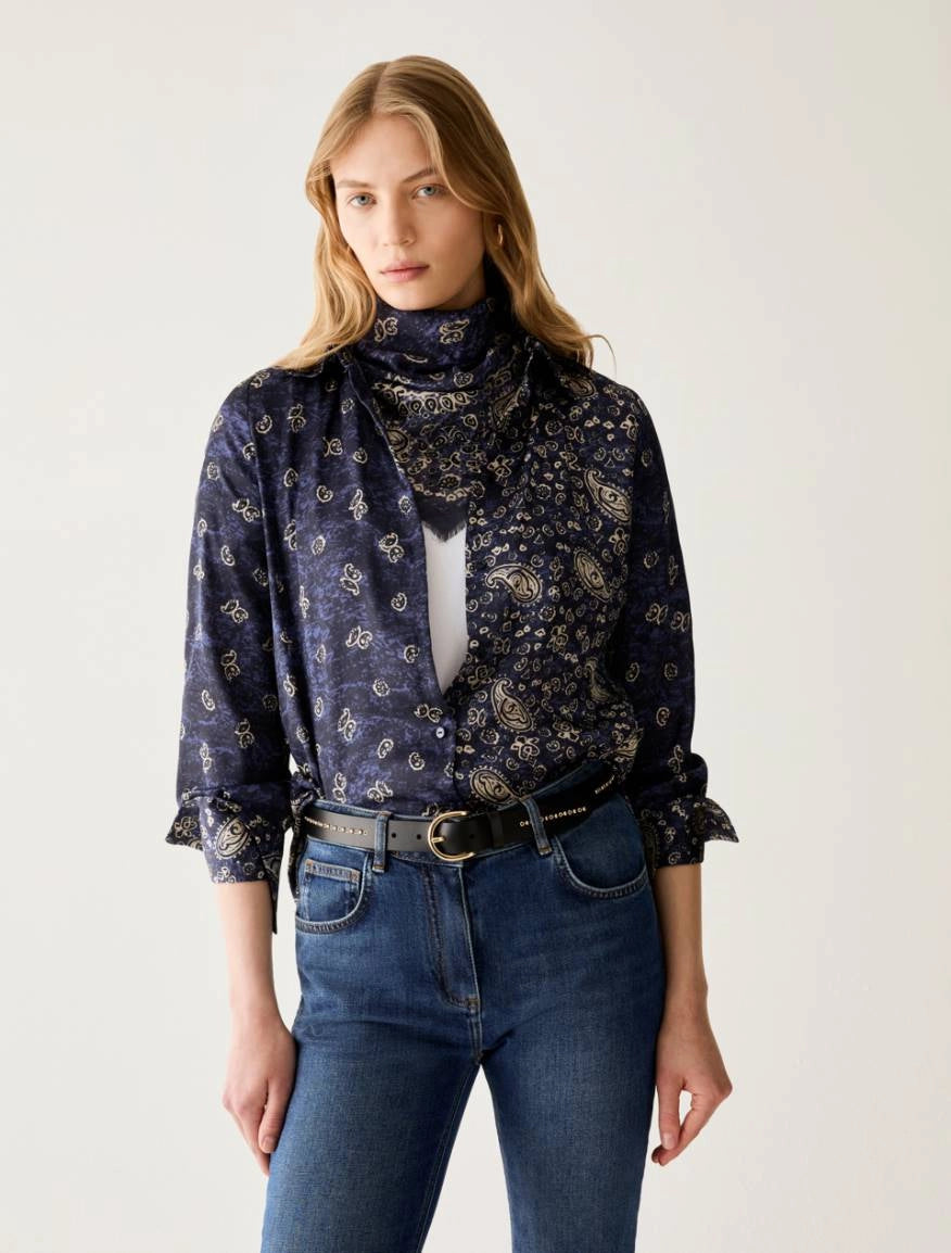 Pennyblack Patterned satin shirt - NAVY