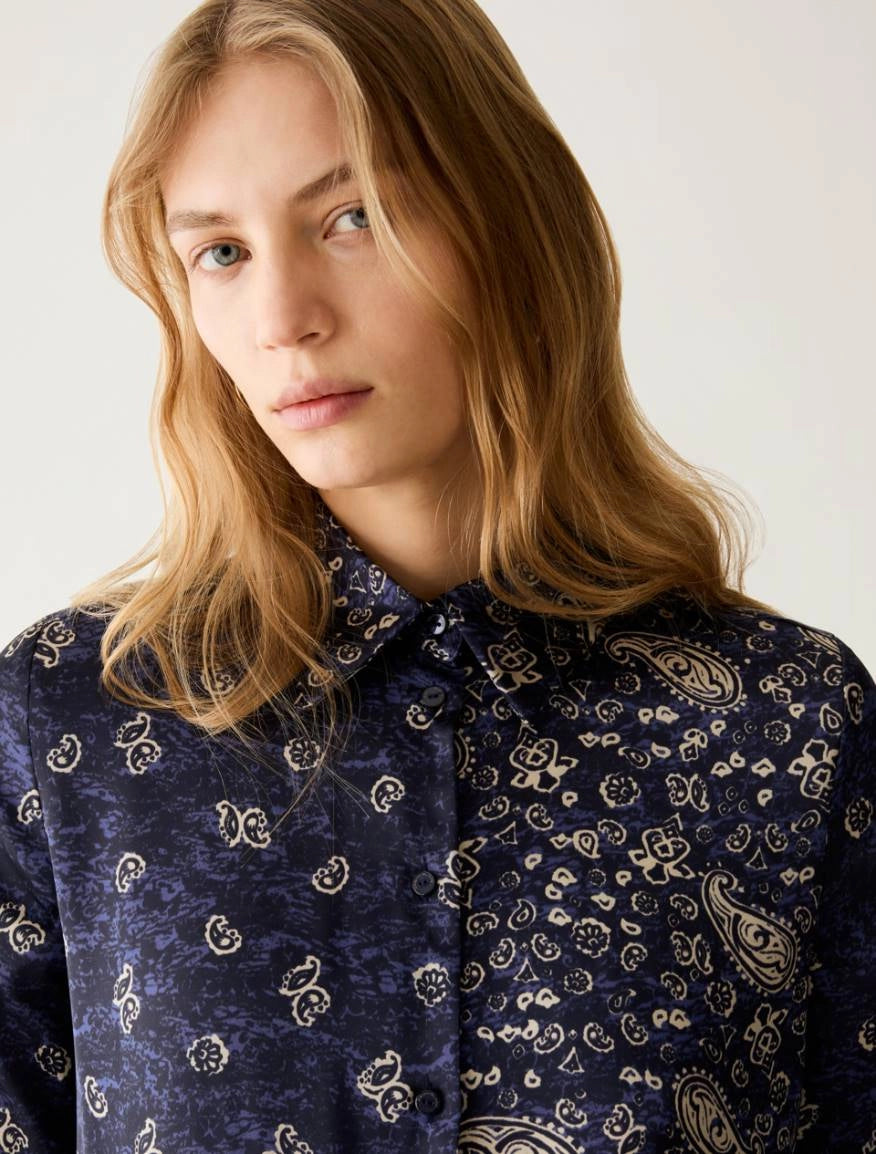 Pennyblack Patterned satin shirt - NAVY