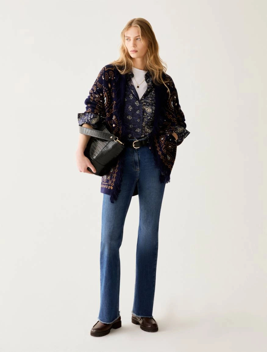 Pennyblack Patterned satin shirt - NAVY