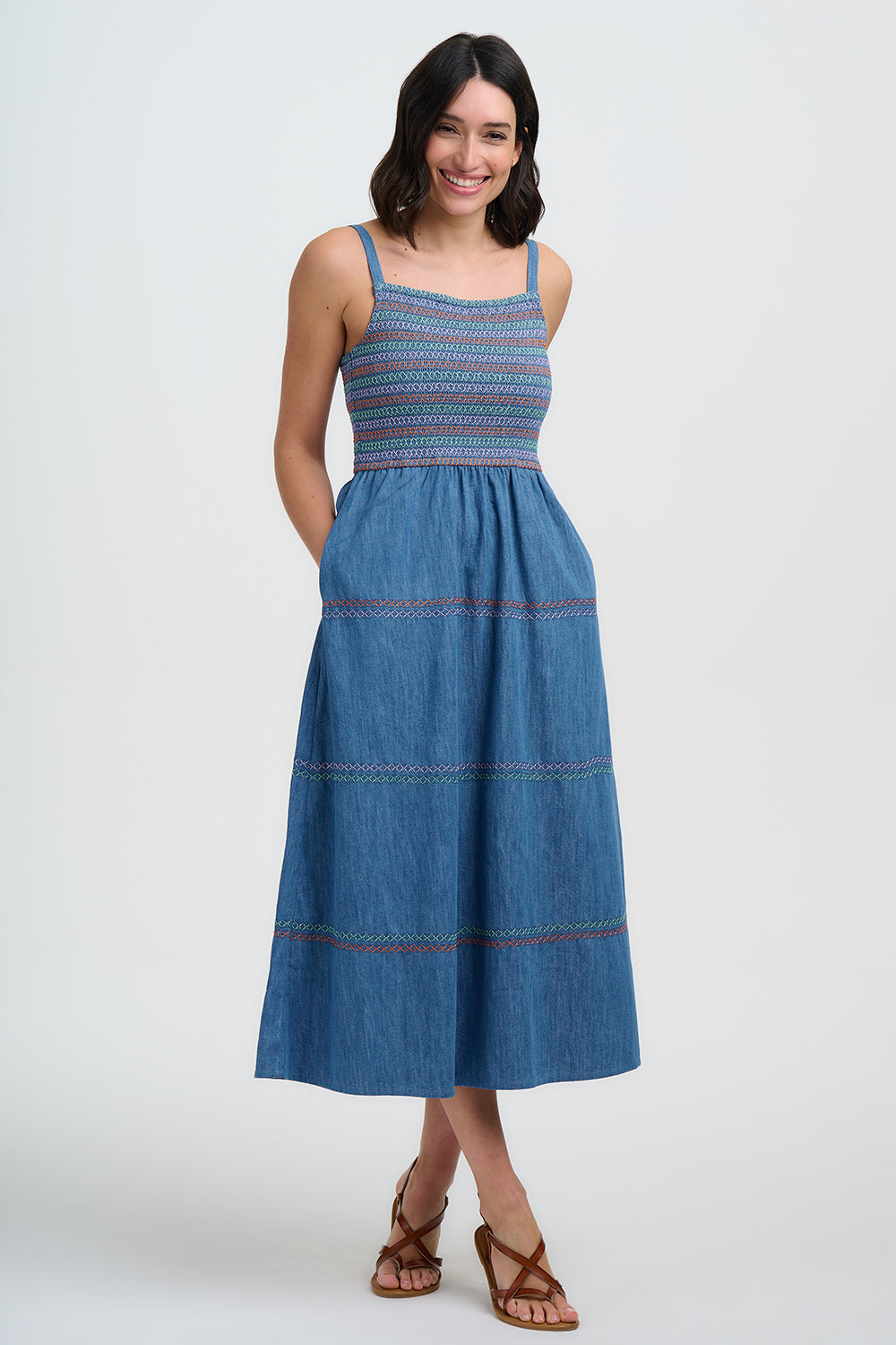 Sugarhill Brighton MURREN SHIRRED MIDI DRESS