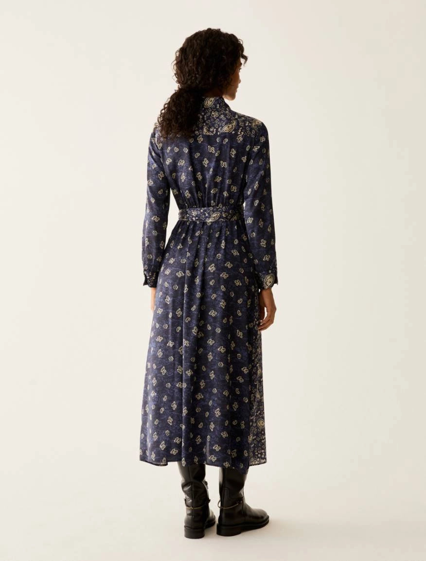 Pennyblack Paisley satin shirt dress - NAVY