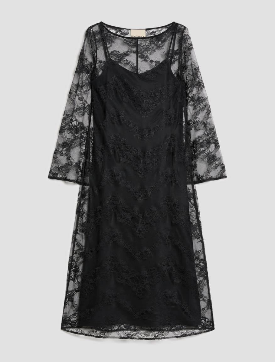 Pennyblack 2-in-1 lace and twill dress - BLACK