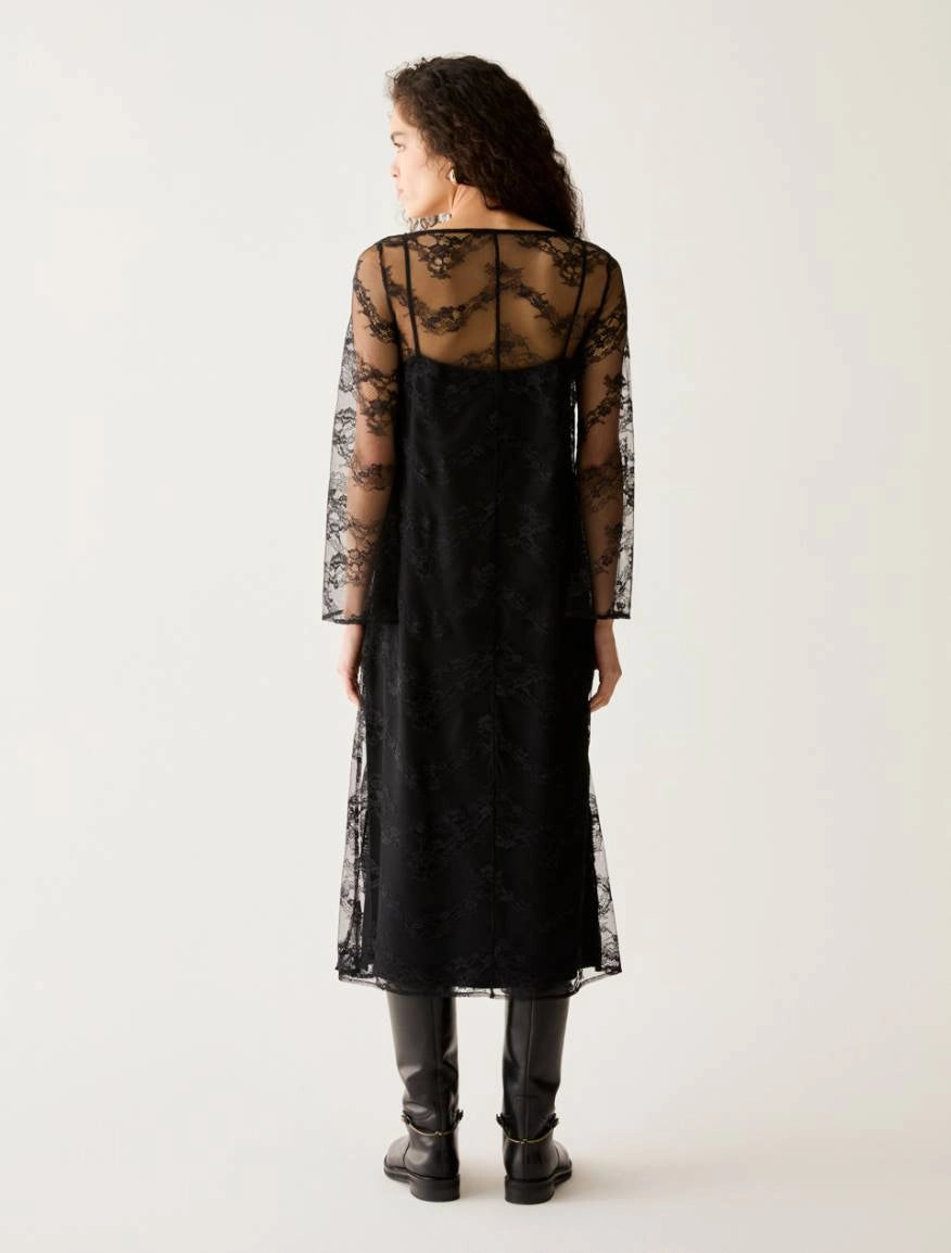 Pennyblack 2-in-1 lace and twill dress - BLACK