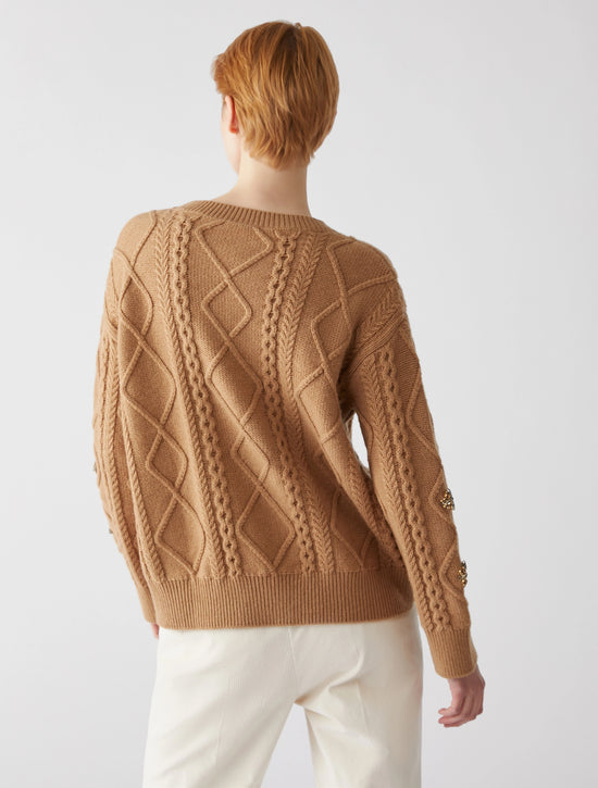 Pennyblack  Rhinestone-adorned cable-knit jumper