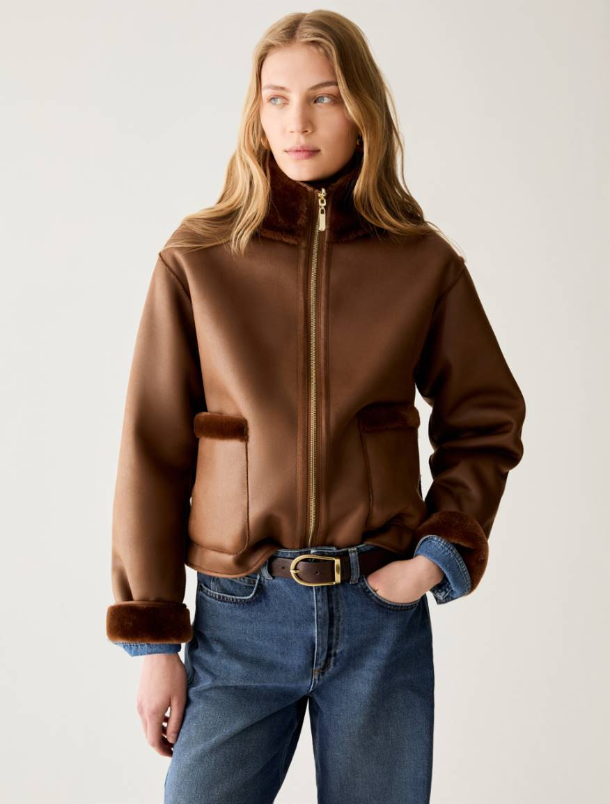 Pennyblack Reversible boxy-cut jacket - TOBACCO BROWN