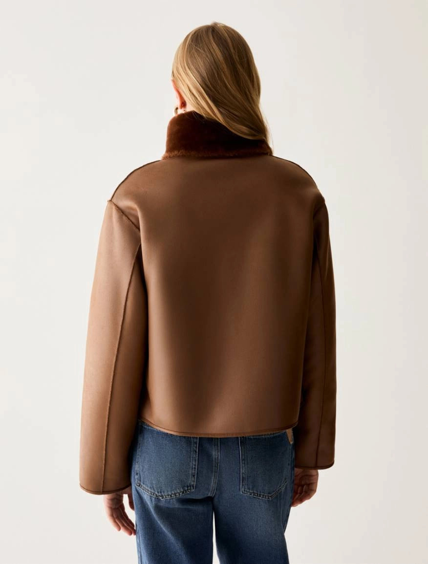 Pennyblack Reversible boxy-cut jacket - TOBACCO BROWN
