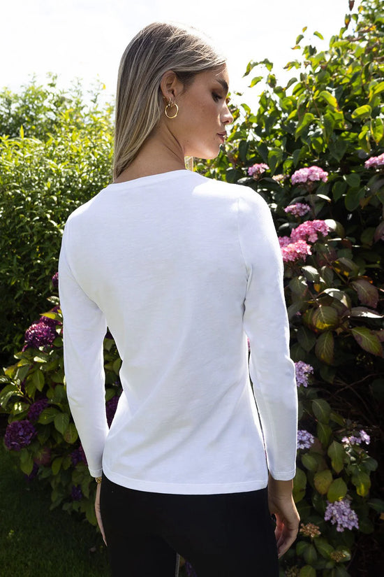 No2mor0 Paris Long Sleeve Cotton Tee White