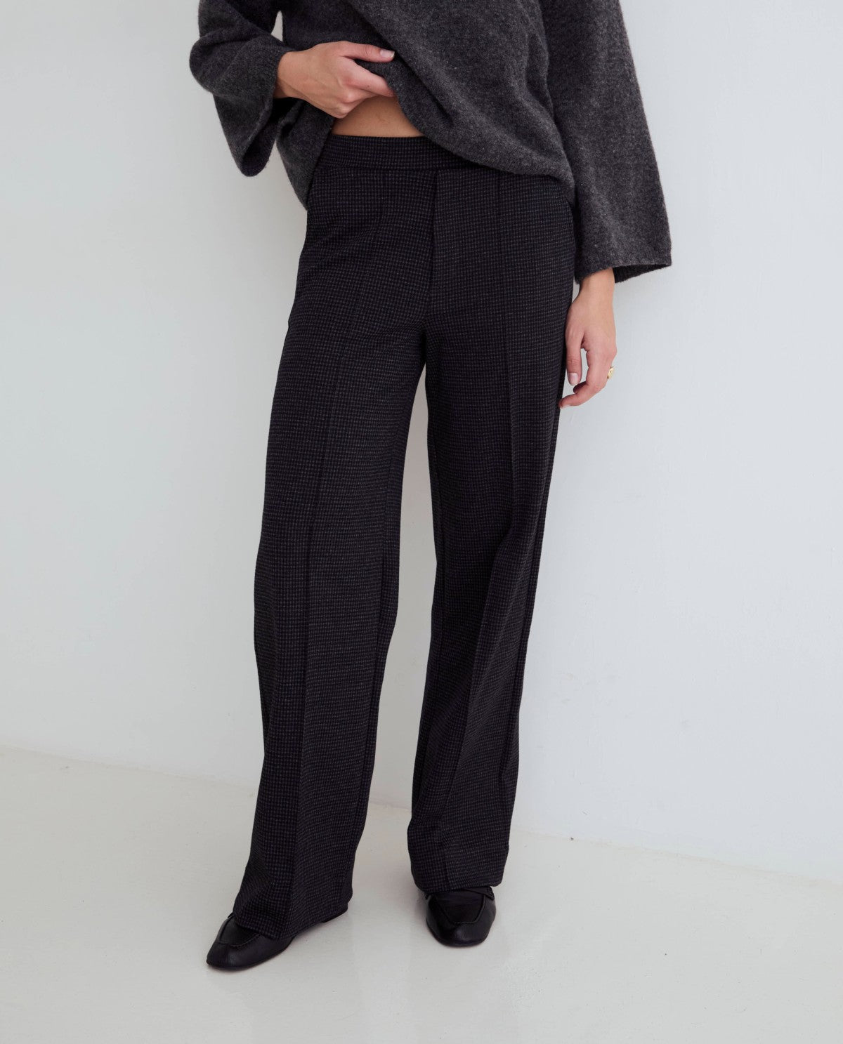Yerse WIDE-LEG CHECK TROUSERS