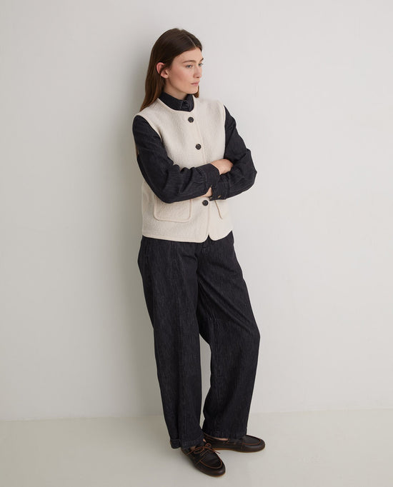 YERSE  Ecru wool-blend vest with pockets