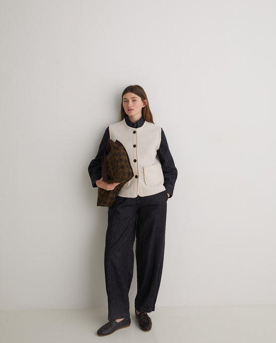 YERSE  Ecru wool-blend vest with pockets