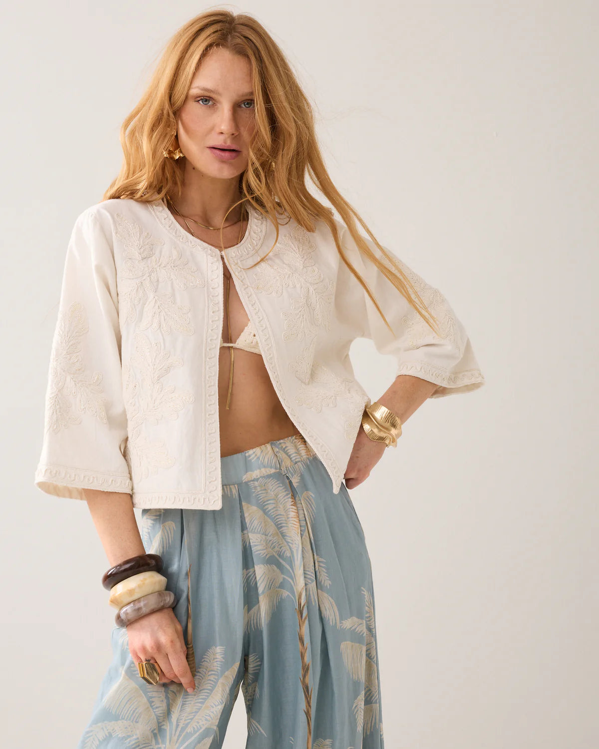 Summum Woman COTTON JACKET WITH EMBROIDERY