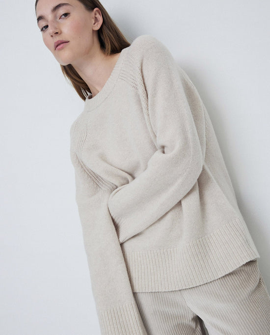 Yerse ROUND-NECK WOOL SWEATER ECRU