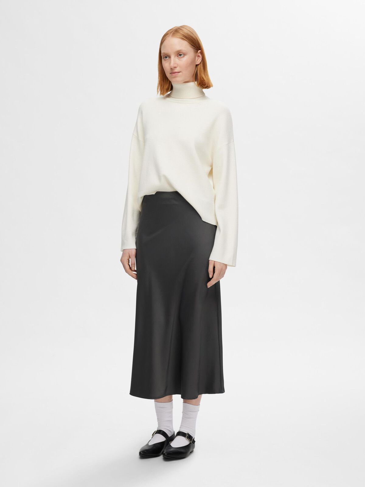 Selected/Femme SATIN MIDI SKIRT