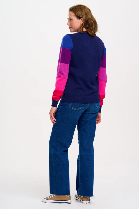 Sugarhill Brighton Stacey Jumper - Navy, Colour Block Sleeve