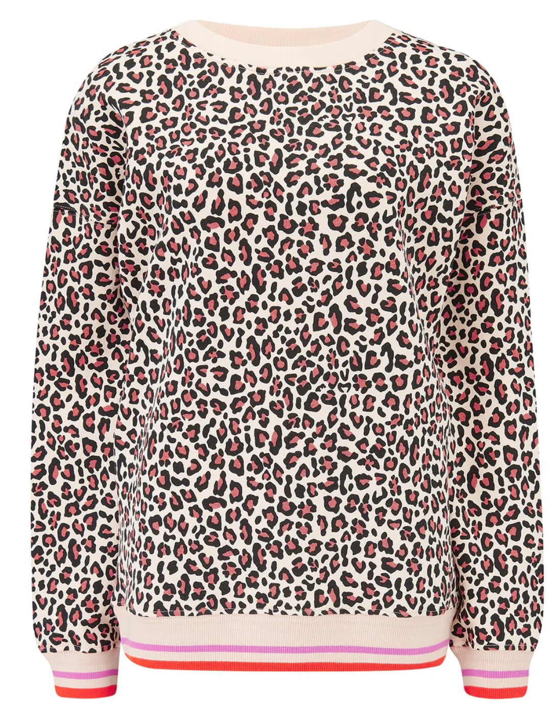 Sugarhill Brighton Eadie Relaxed Sweatshirt - Stone, Classic Leopard Retro Stripe