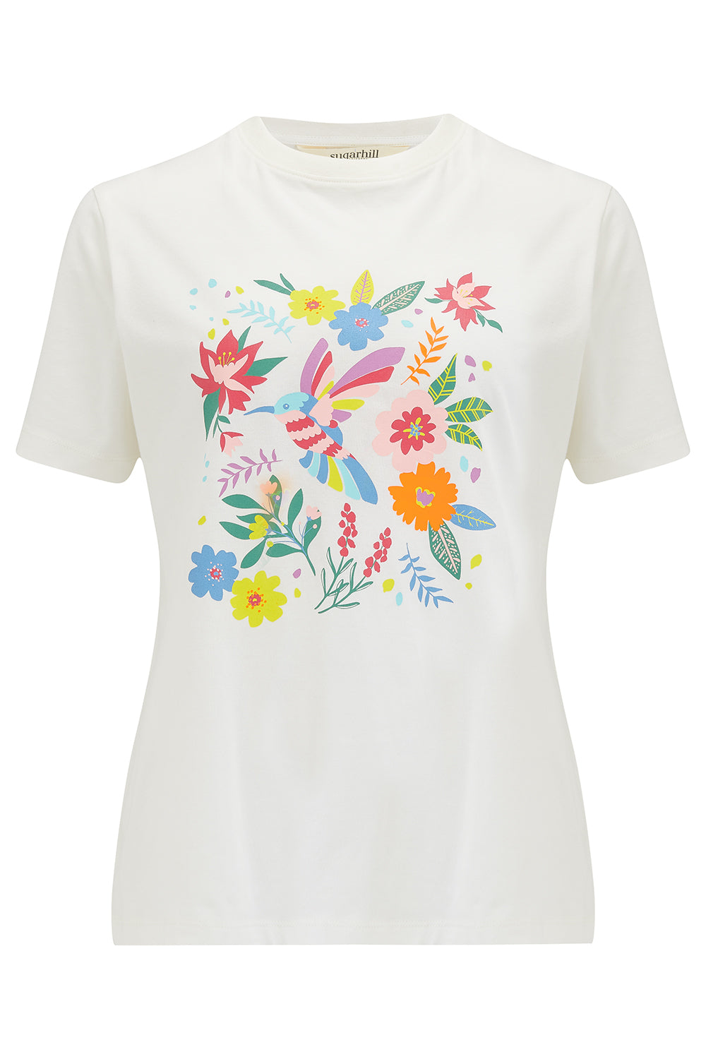 Sugarhill Brighton MAGGIE Maggie T-Shirt - Off-White, Tropical Hummingbird