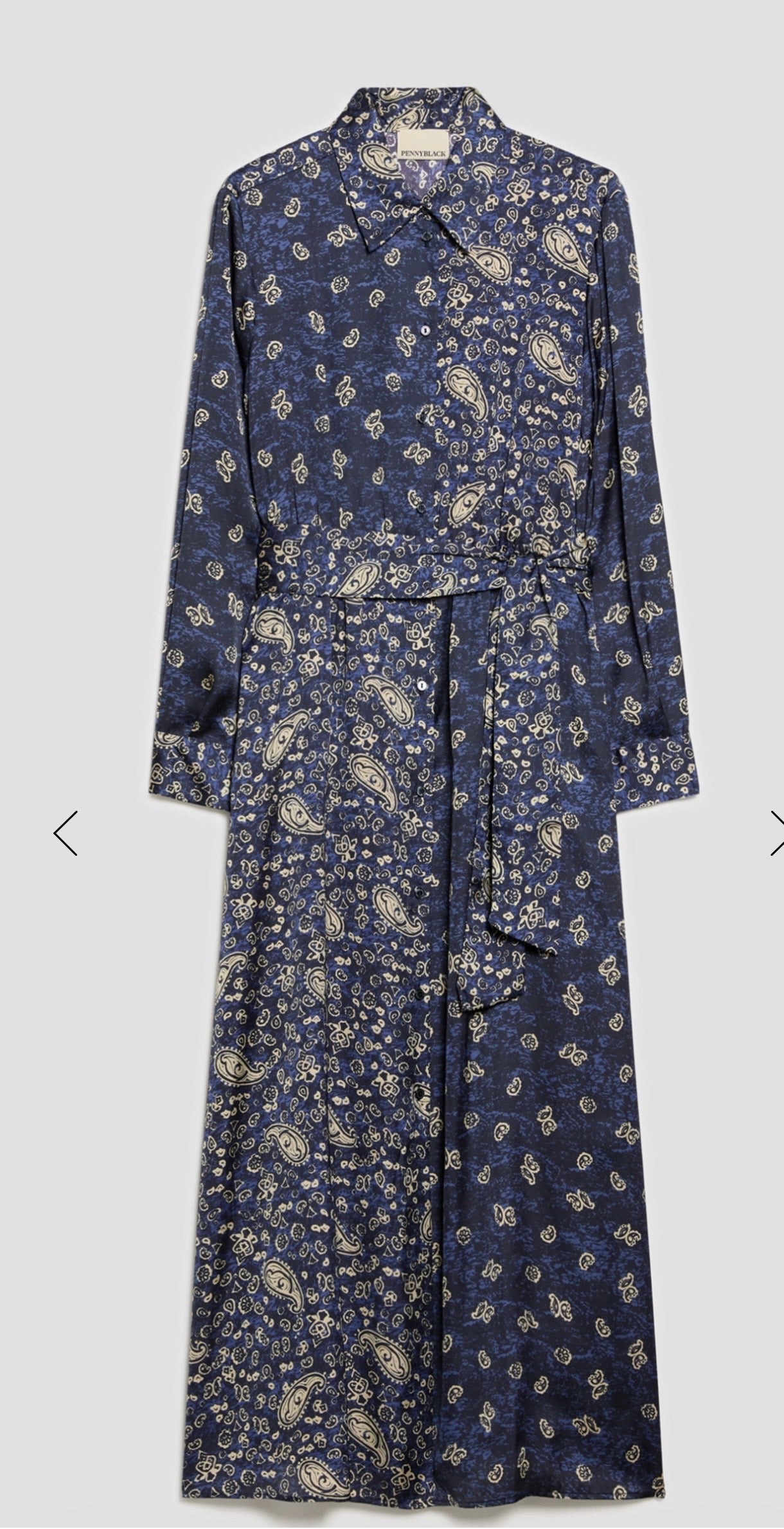 Pennyblack Paisley satin shirt dress - NAVY