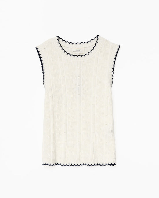 Load image into Gallery viewer, Yerse OFF-WHITE TOP WITH CONTRASTING DETAILS
