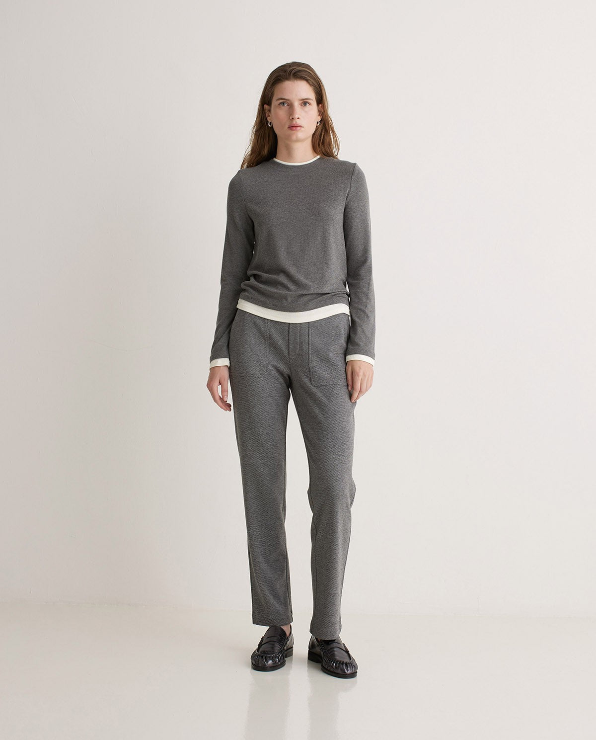 Yerse ANTHRACITE REGULAR-FIT FLANNEL TROUSERS