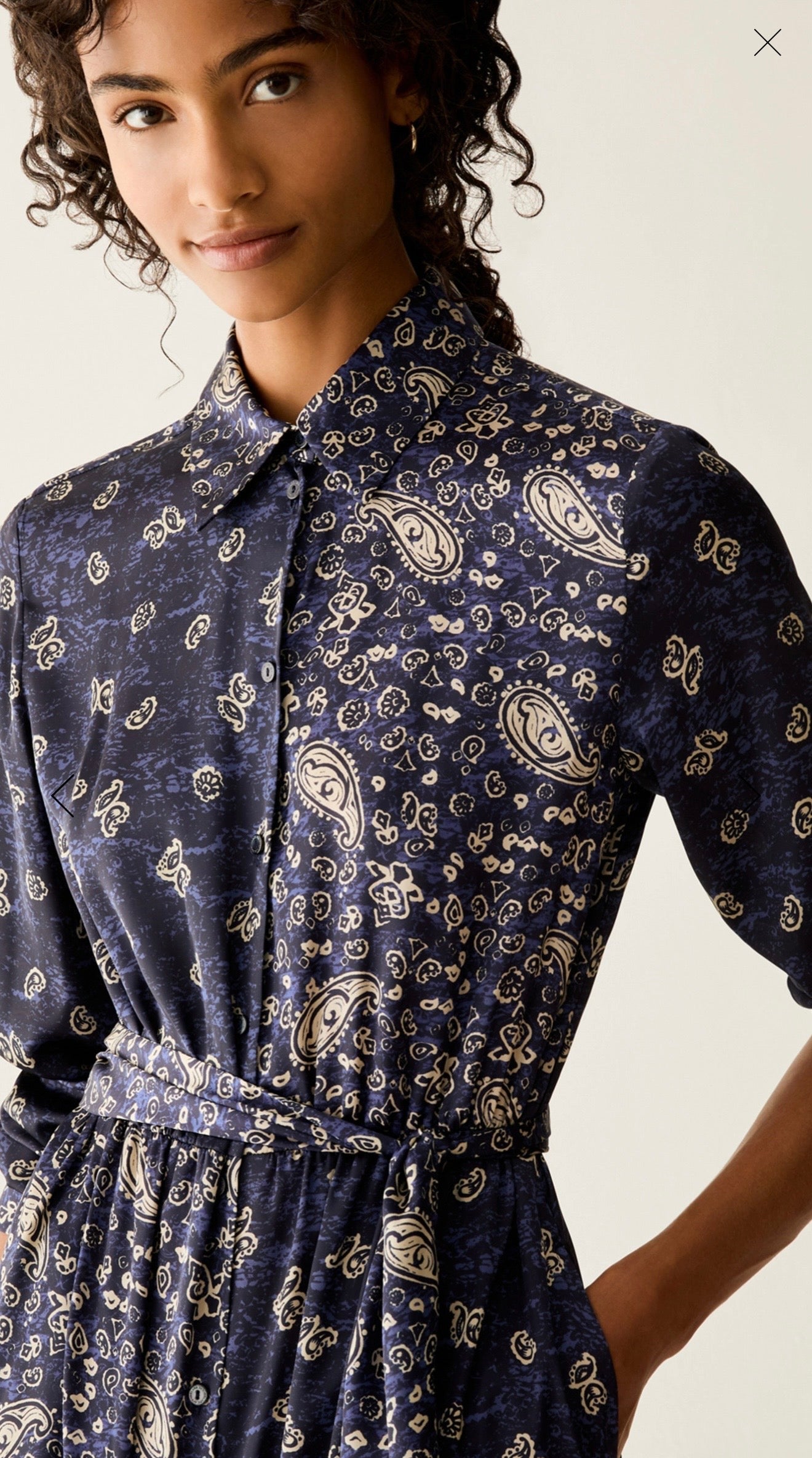 Pennyblack Paisley satin shirt dress - NAVY