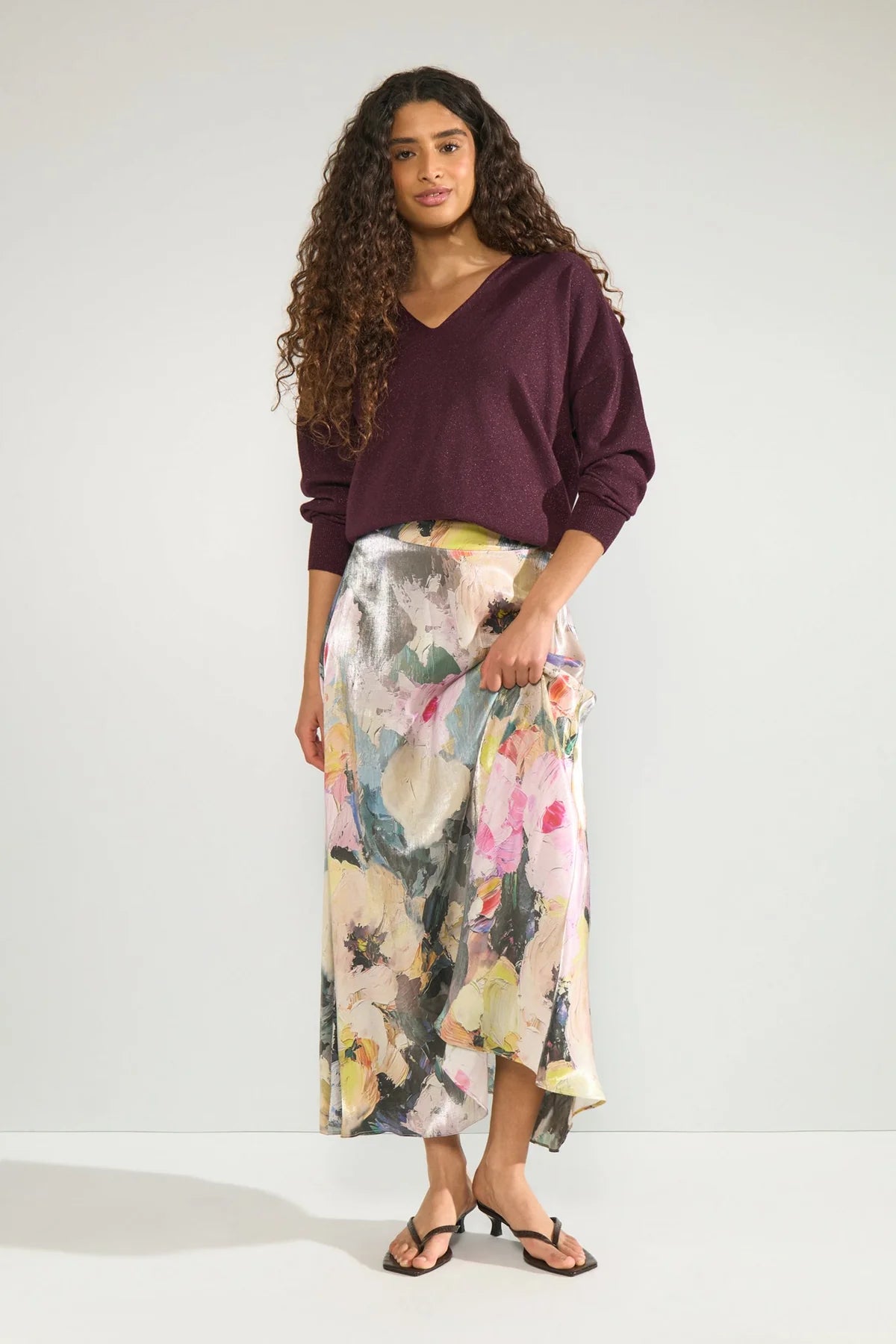 Numph NUDAYLETTA LUREX V-NECK PULLOVER - Fig