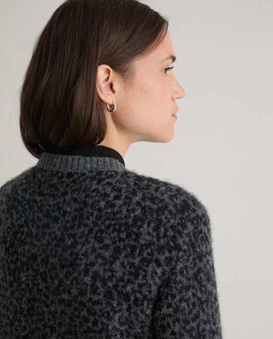 Yerse GREY LEOPARD-PRINT CARDIGAN