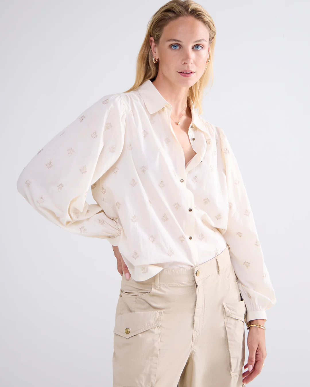 Summum Woman BLOUSE WITH METALLIC FLOWERS