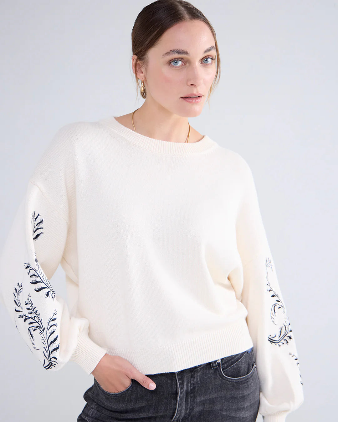 Summum Woman JUMPER WITH BOTANICAL EMBROIDERY