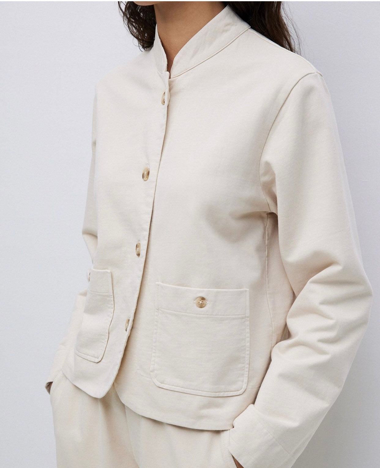 Yerse BEIGE MAO-NECK SHORT JACKET