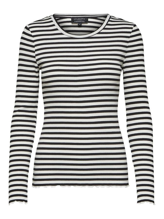 Selected/Femme STRIPED LONG-SLEEVED T-SHIRT Black