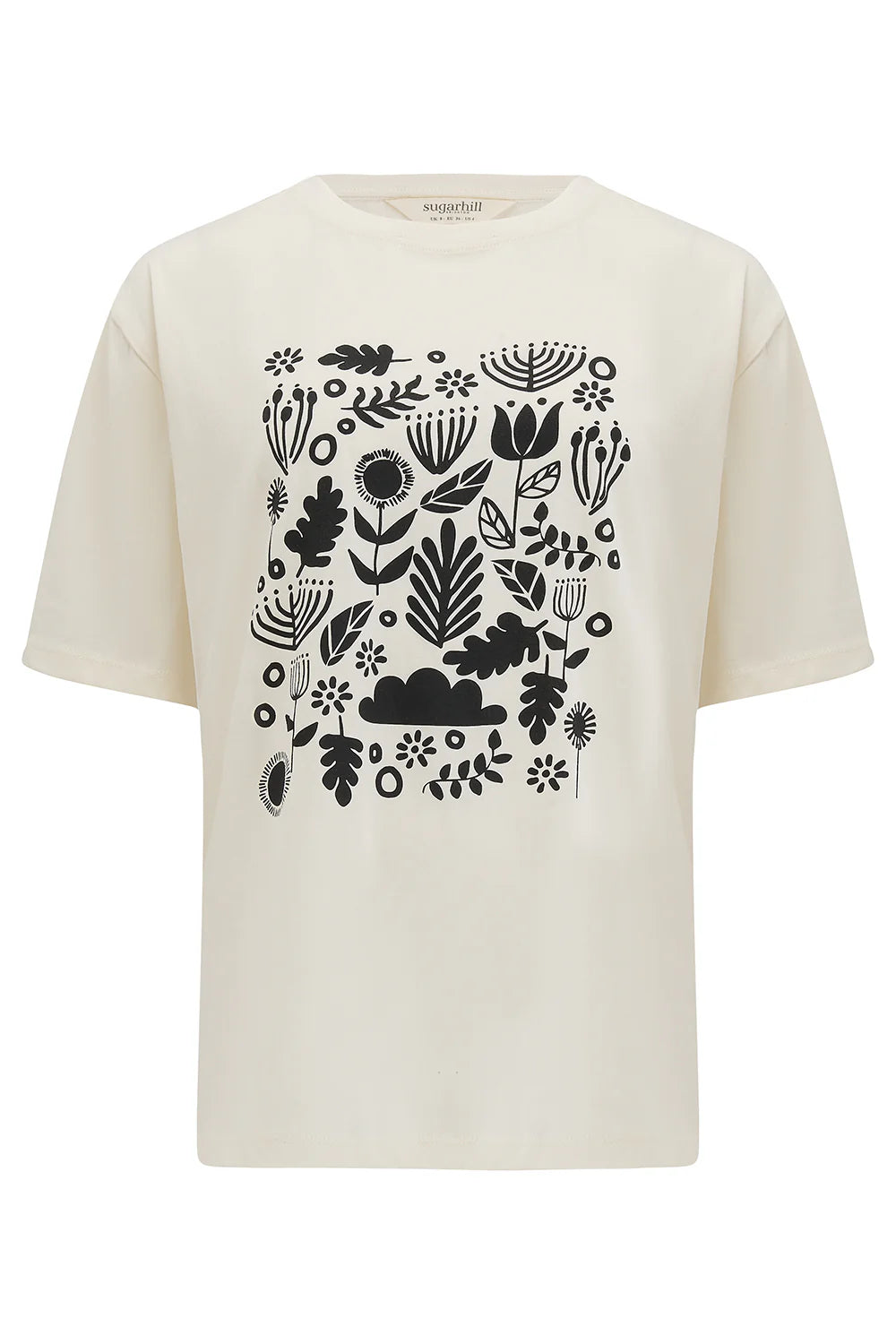Sugarhill Brighton Kinsley Relaxed T-Shirt - Off-White/Black, Folk Floral