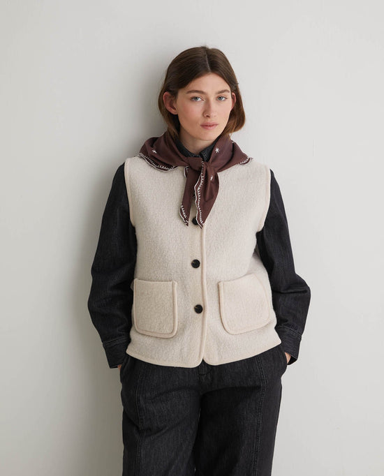 YERSE  Ecru wool-blend vest with pockets
