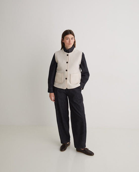 YERSE  Ecru wool-blend vest with pockets