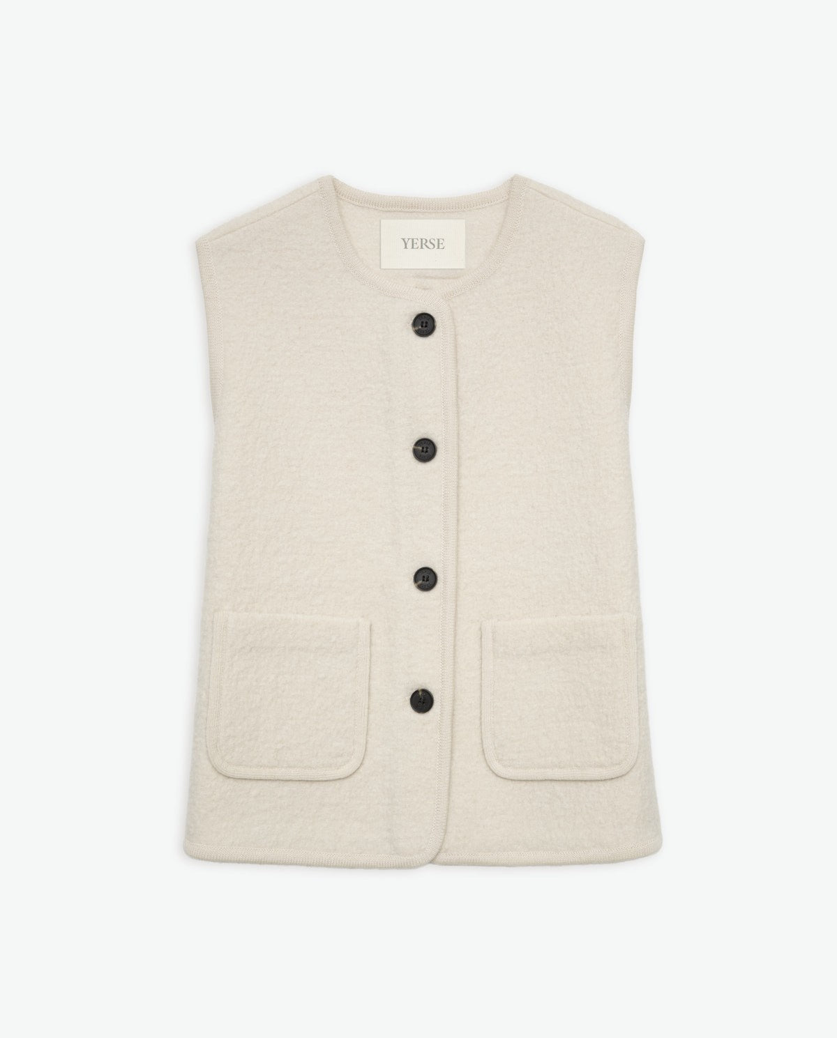 YERSE  Ecru wool-blend vest with pockets