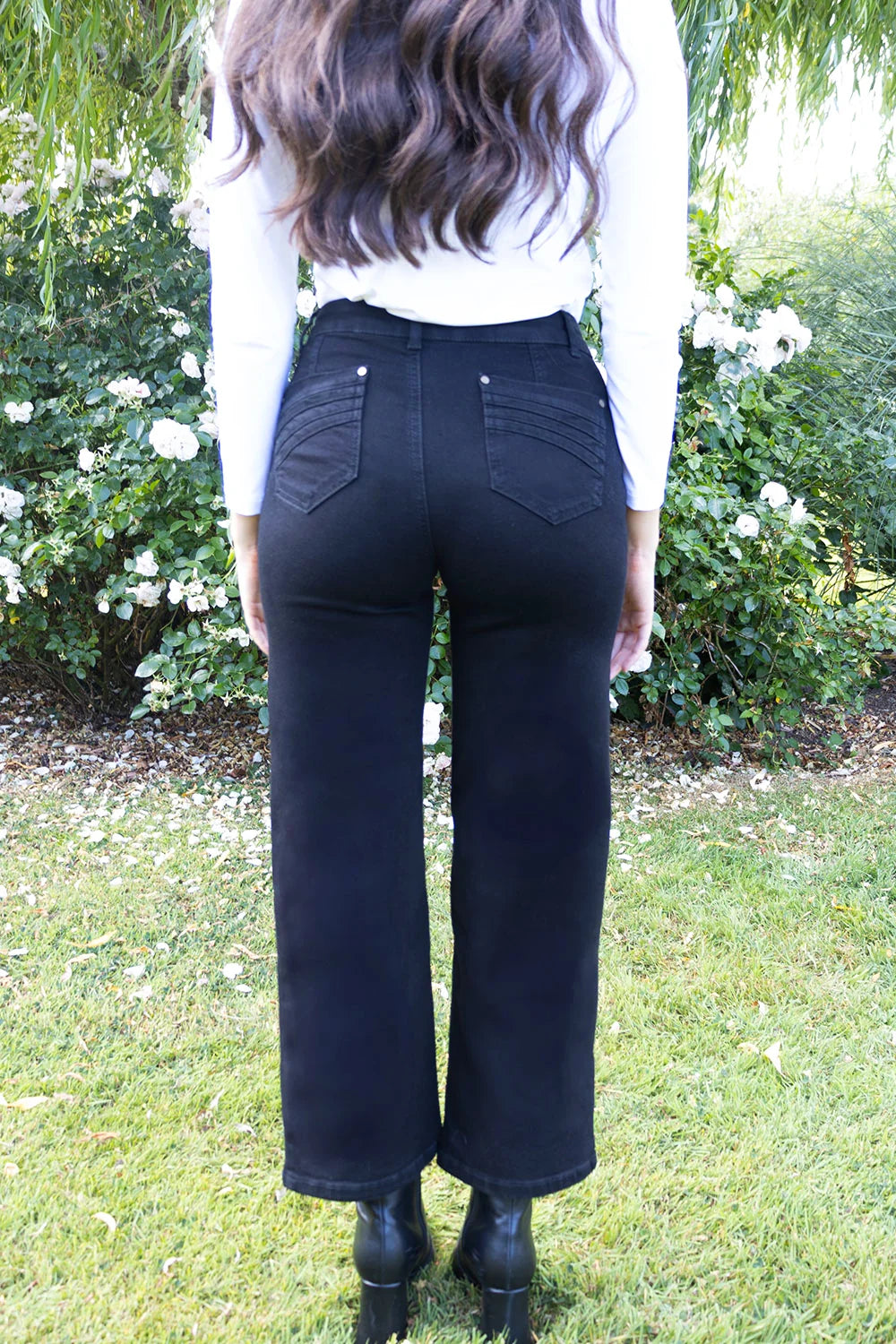 No2mor0 Napoli Wide Leg Denim Jean – 27″ Leg Black