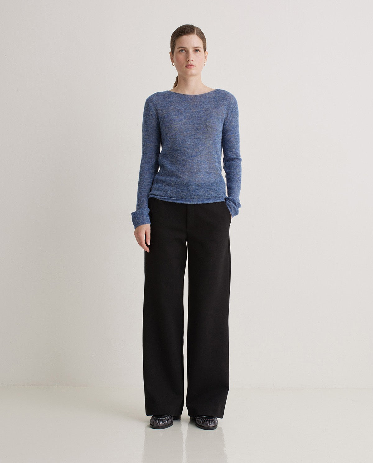 Yerse BLACK WIDE STRETCHY TROUSERS