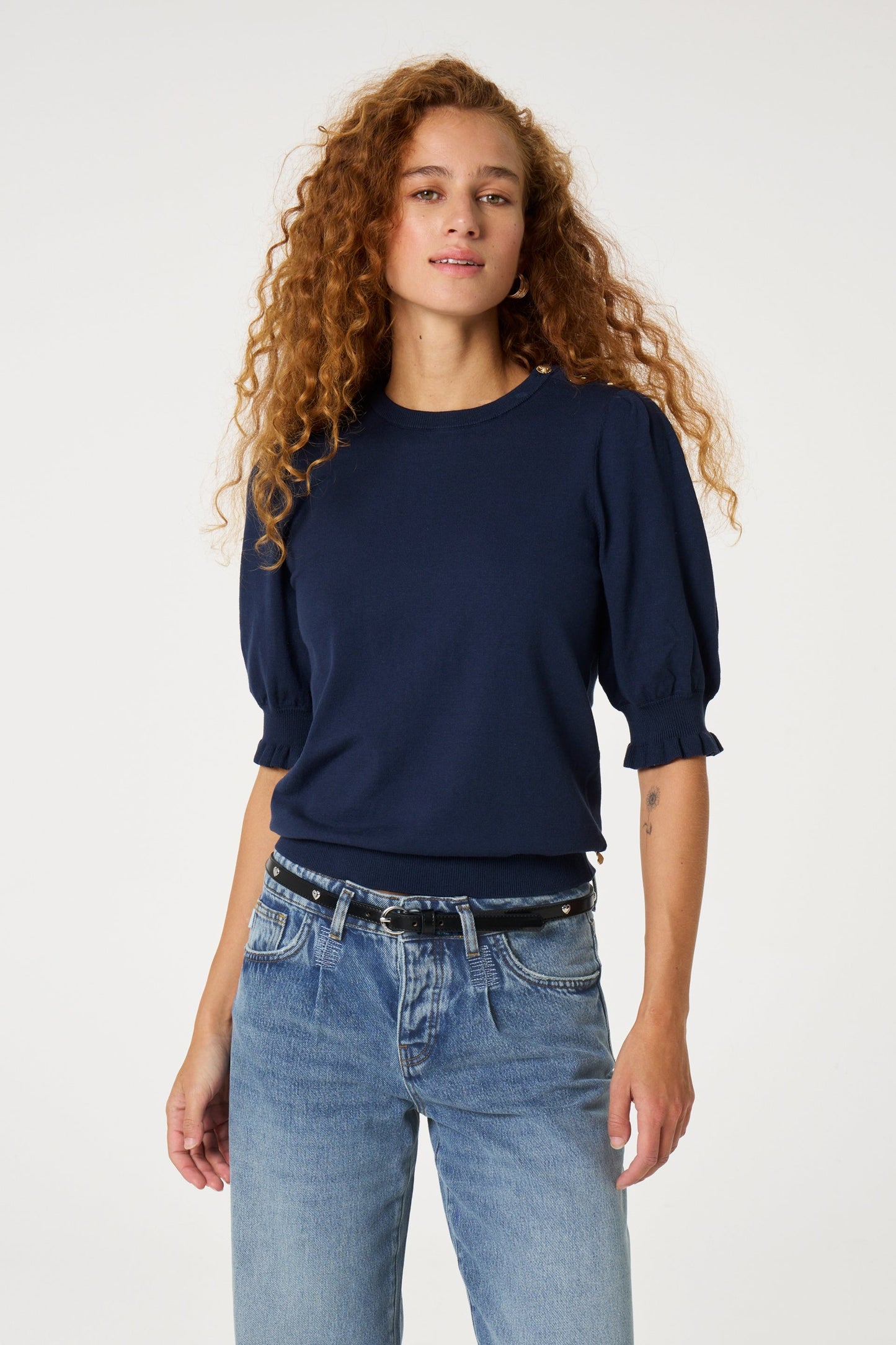 Fabienne Chapot Molly Short Sleeve Pullover Midnight Blue
