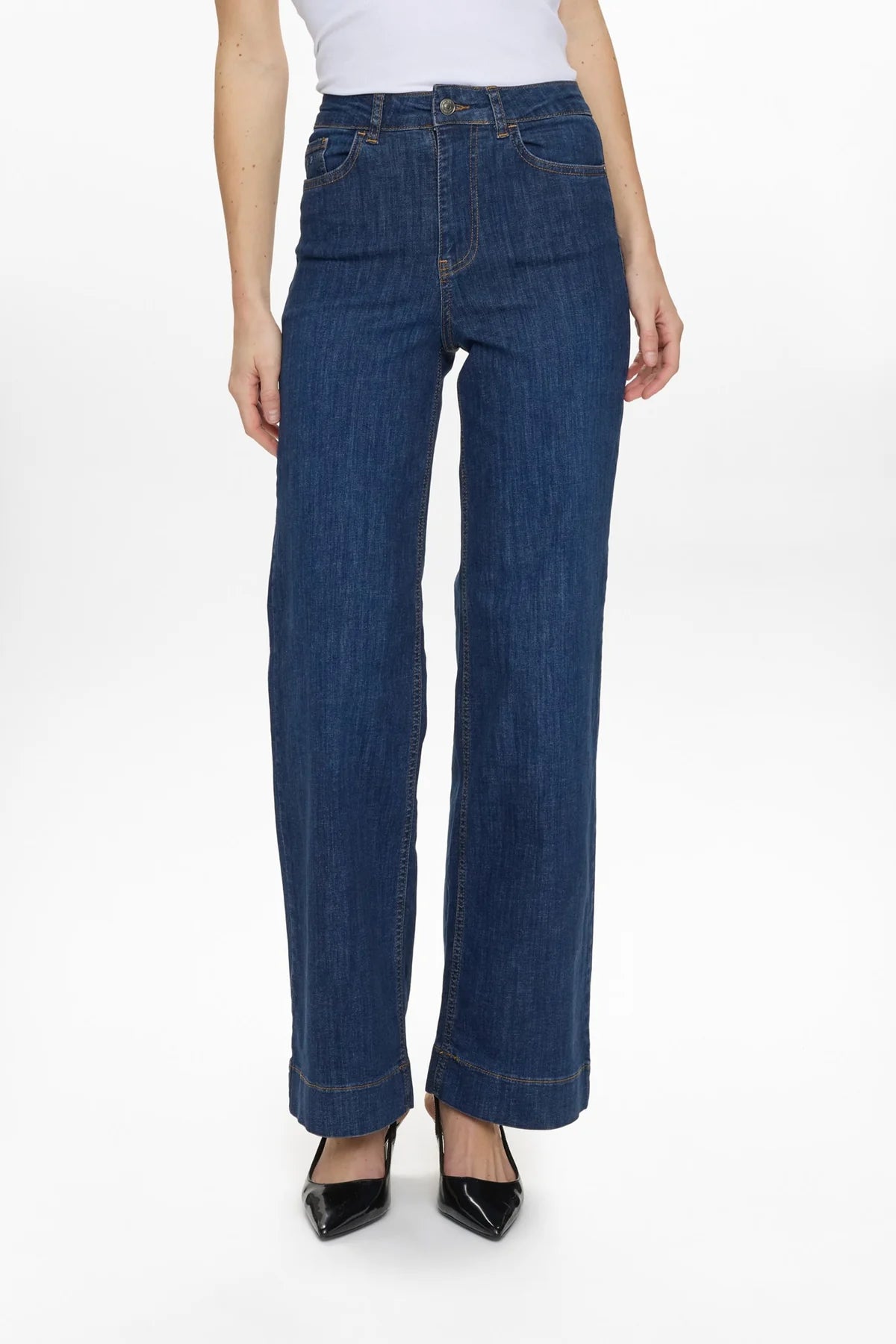 Numph NUPARIS HR WIDE JEANS - P3012 - Dark Blue Denim