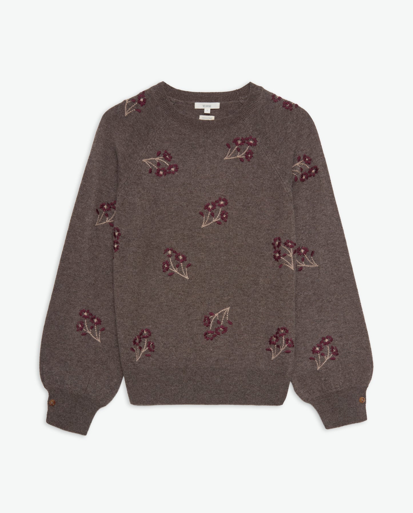 Yerse WOOL-BLEND SWEATER WITH EMBROIDERED FLOWERS