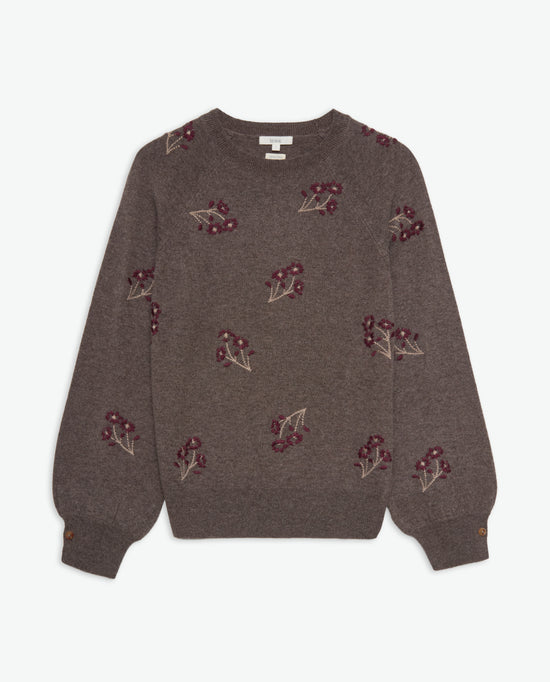 Yerse WOOL-BLEND SWEATER WITH EMBROIDERED FLOWERS