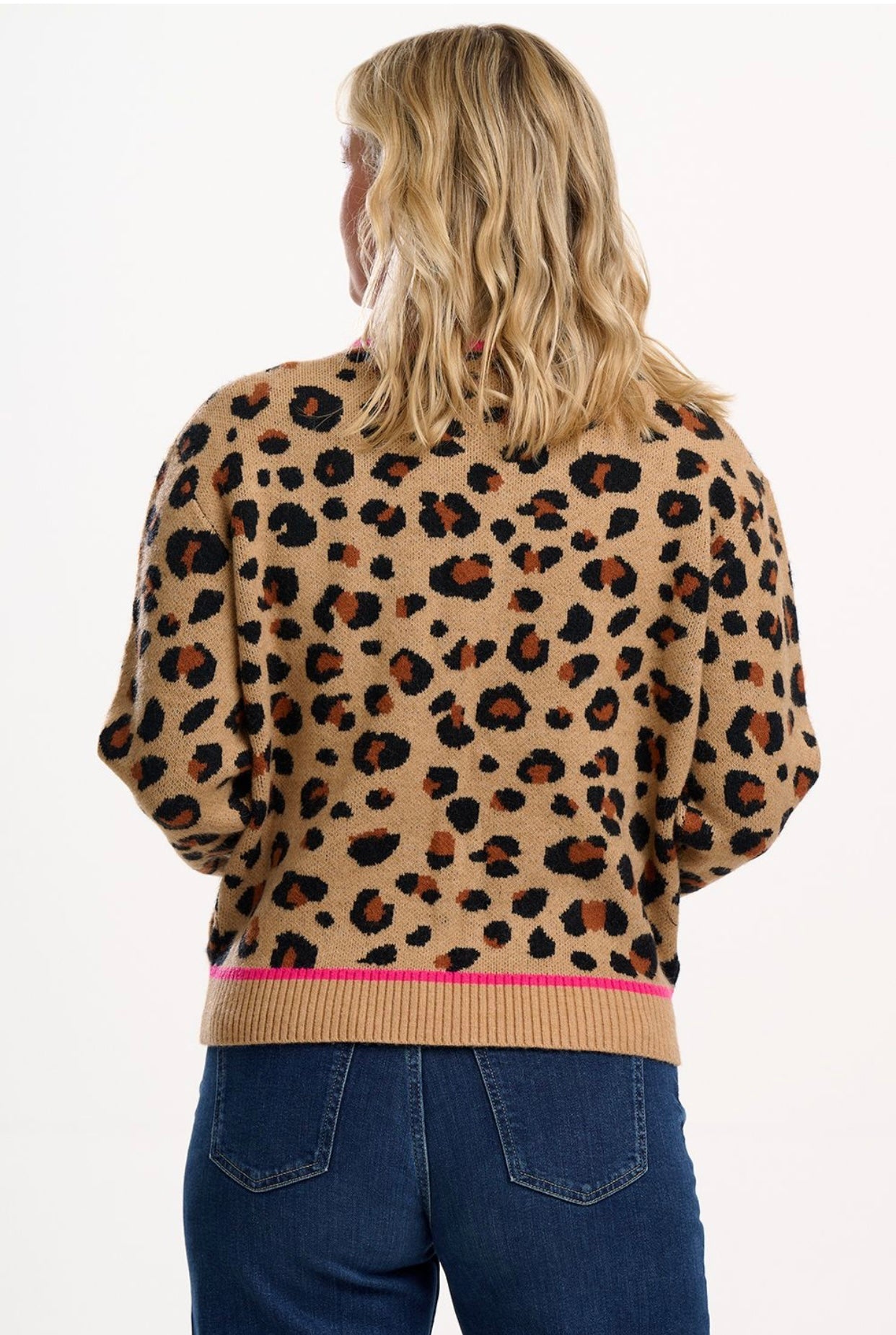 Sugarhill Brighton Solana Knitted Bomber - Tan/Black, Natural Leopard