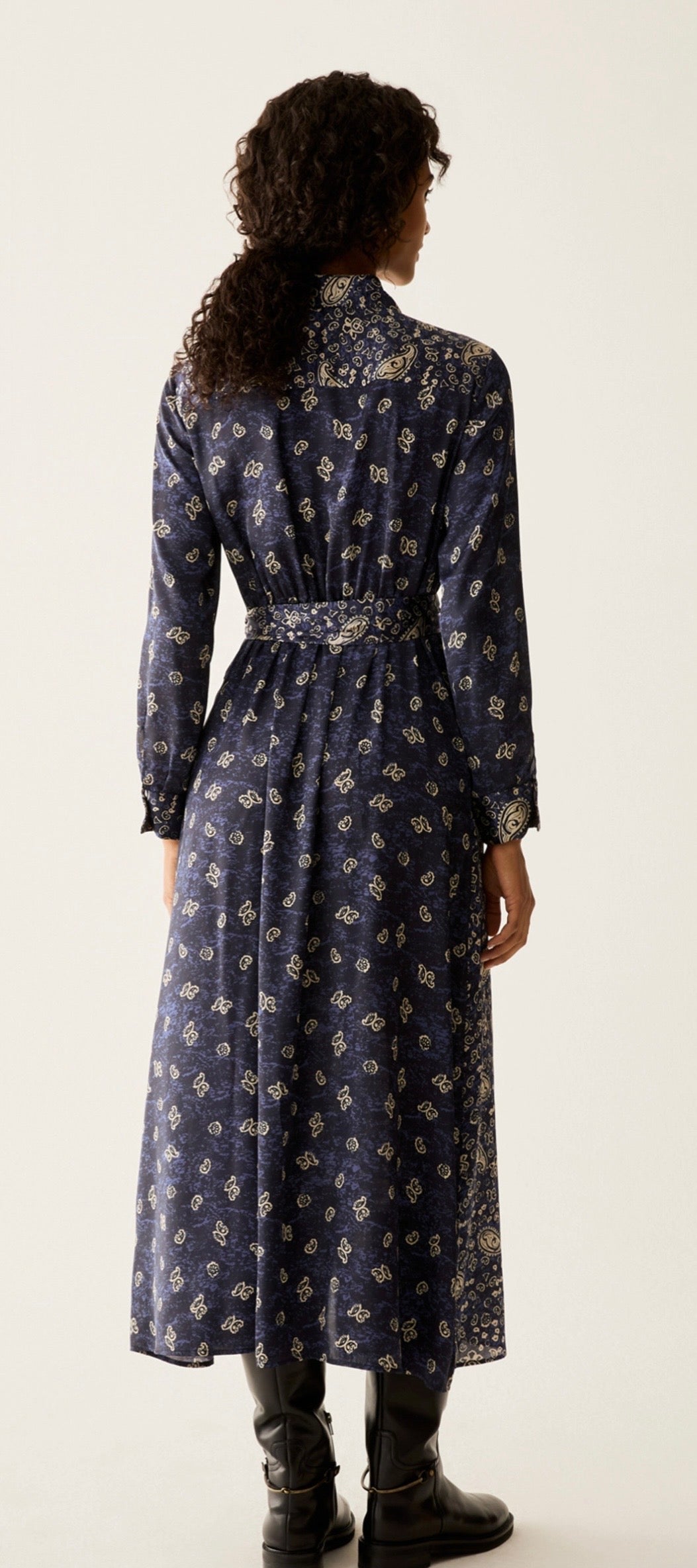 Pennyblack Paisley satin shirt dress - NAVY