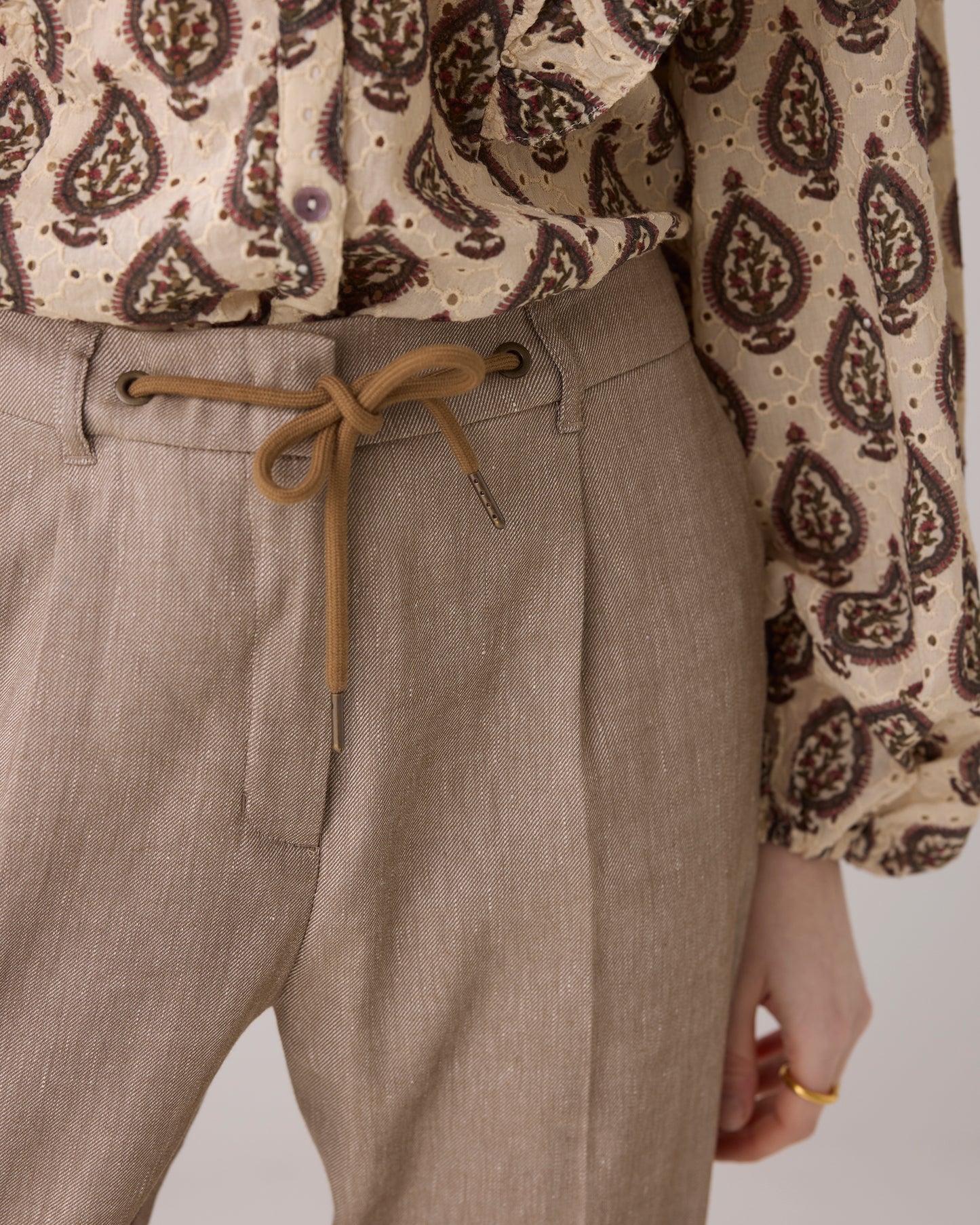 Summum Woman LINEN-LOOK TROUSERS WITH TURN-UPS