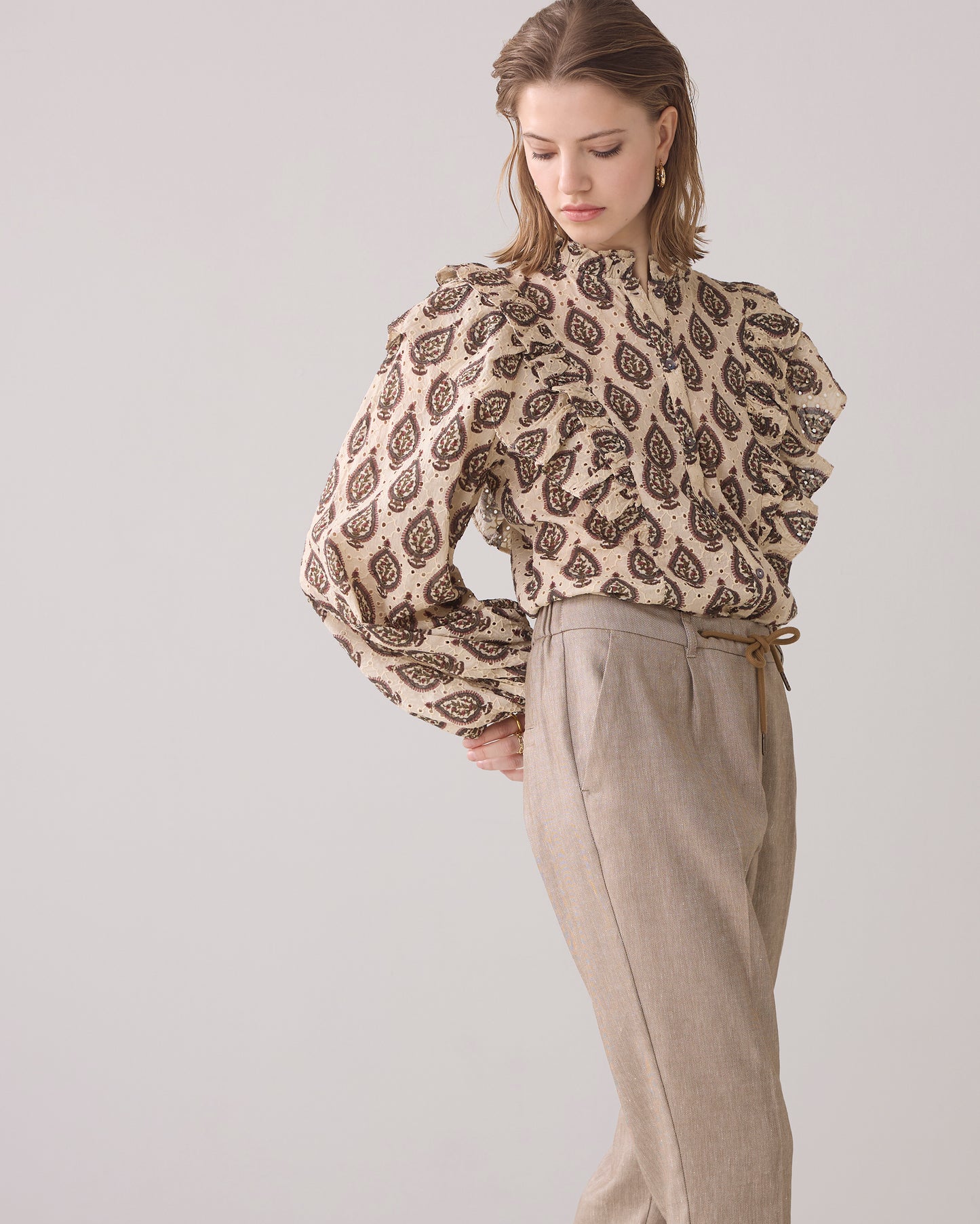 Summum Woman LINEN-LOOK TROUSERS WITH TURN-UPS