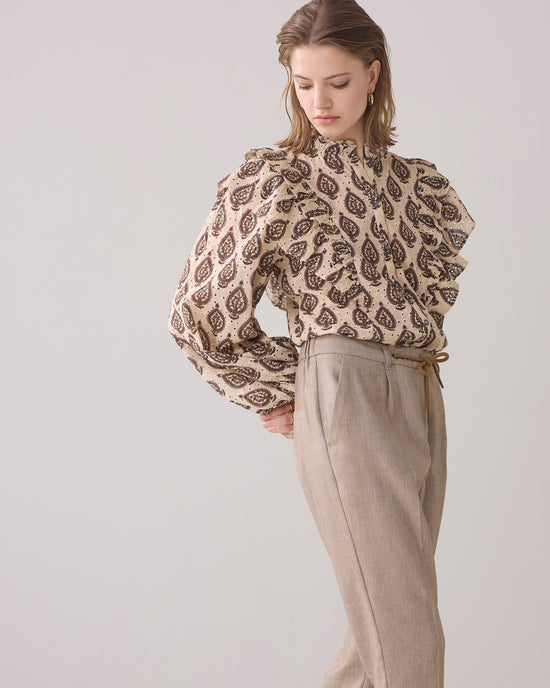 Load image into Gallery viewer, Summum Woman LINEN-LOOK TROUSERS WITH TURN-UPS
